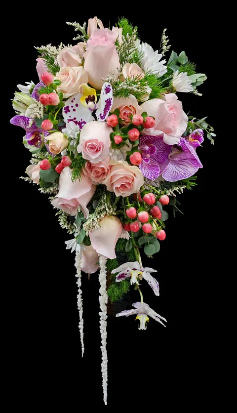 Cascada trio de orquídeas bouquet