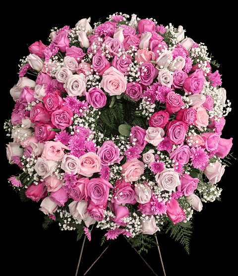 Corona pastel deluxe de 120 rosas 