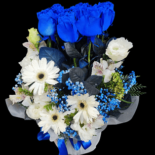 Maceta de rosas azules 