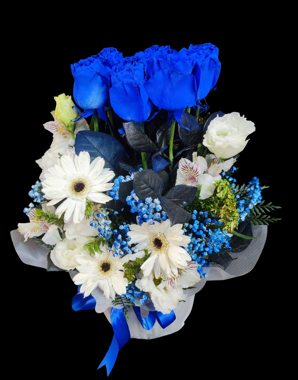 Maceta de rosas azules  1