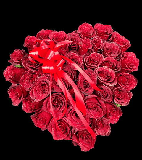 Corazón de rosas en base 