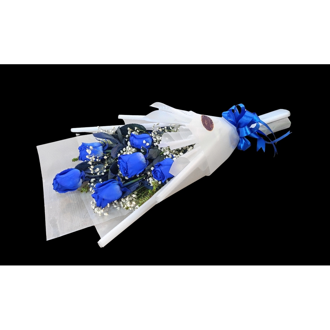 Ramo de 6 rosas azules 1