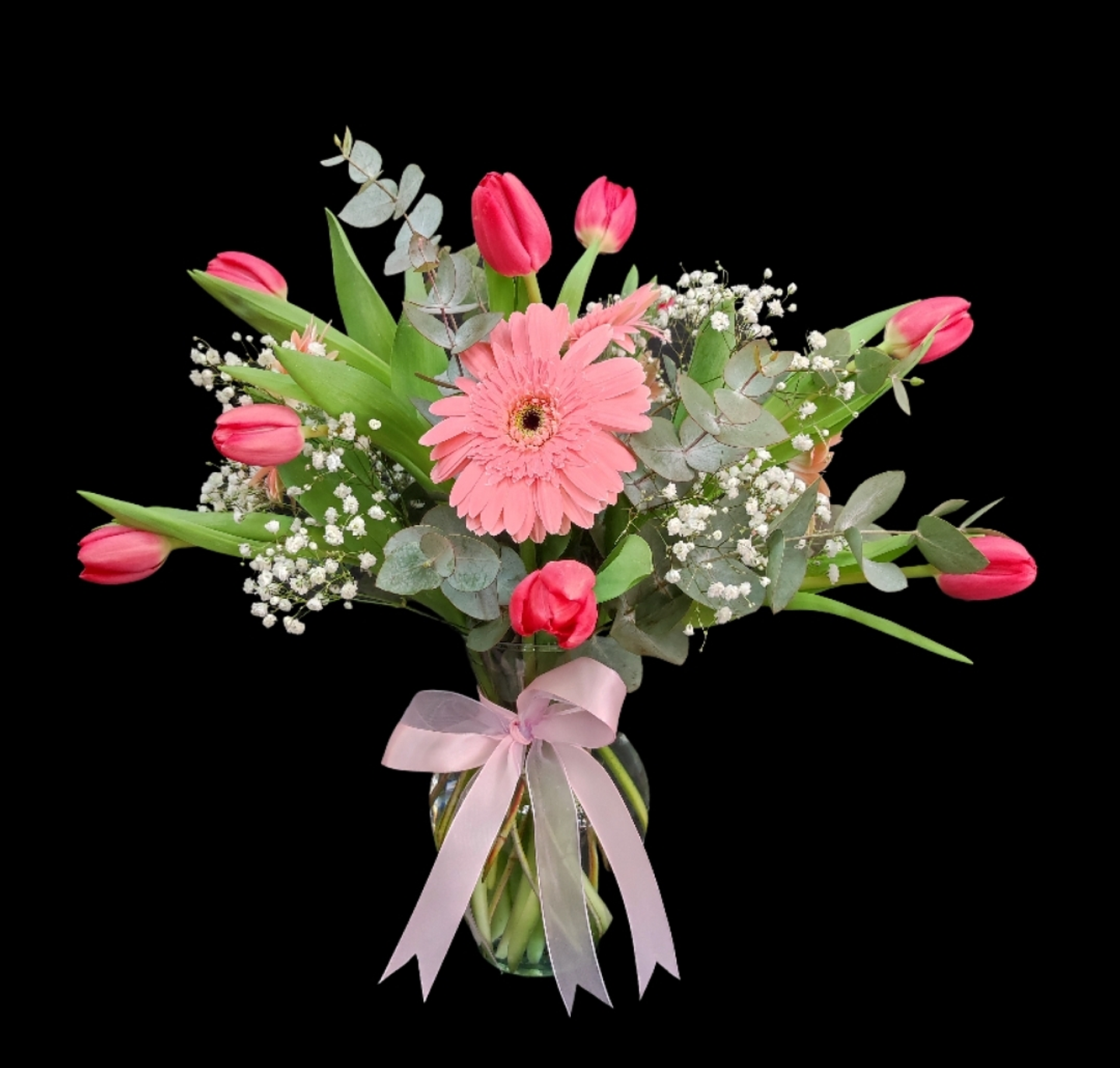 Florero de tulipanes y gerberas  1