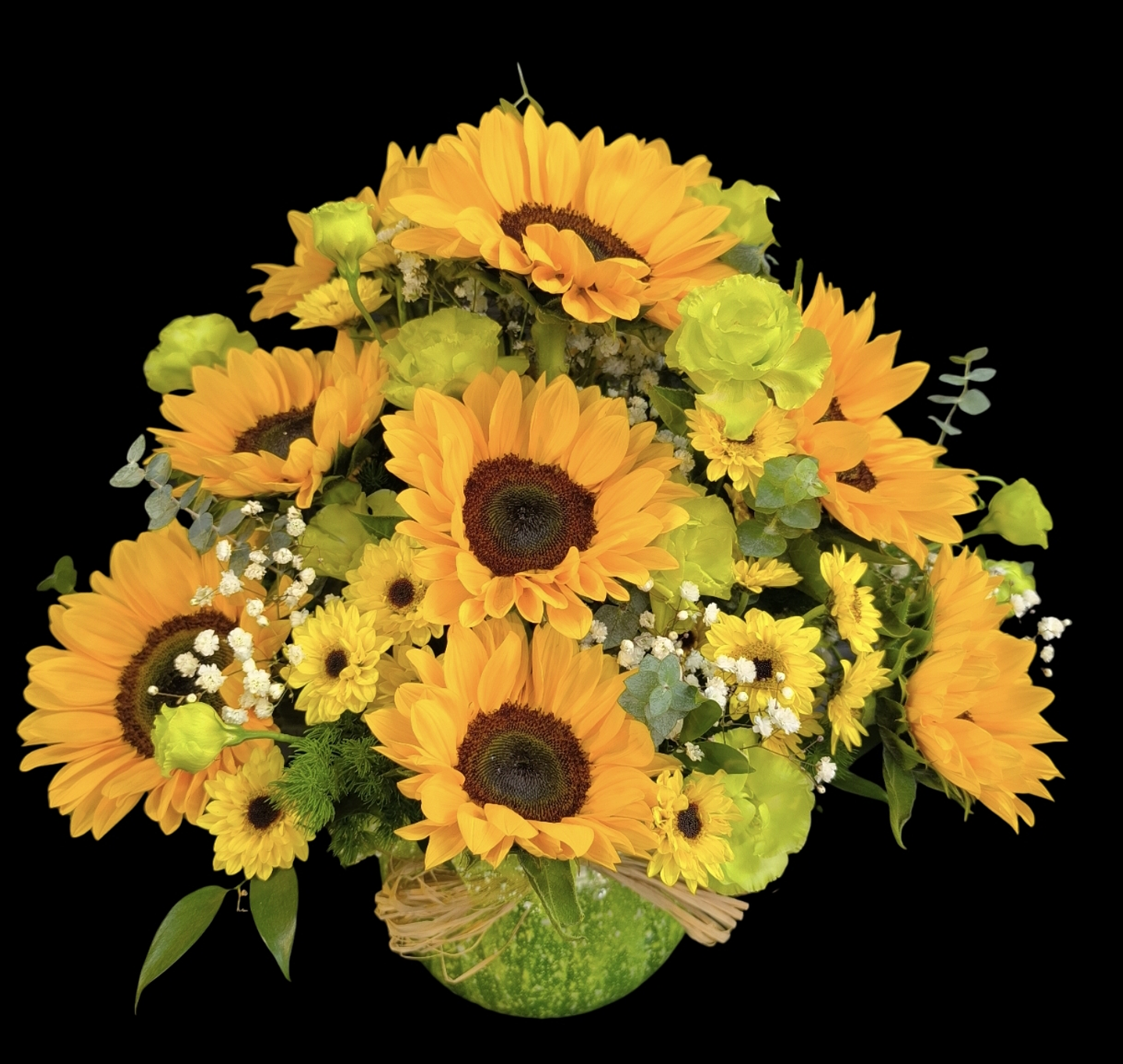 Pecera de girasoles y lisianthus  1