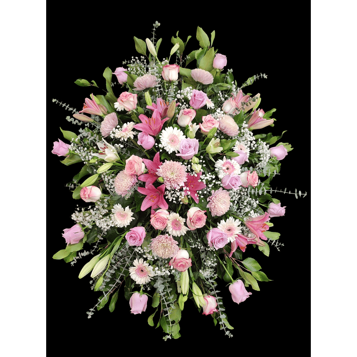 Gran medallón rosado de condolencias en atril 1