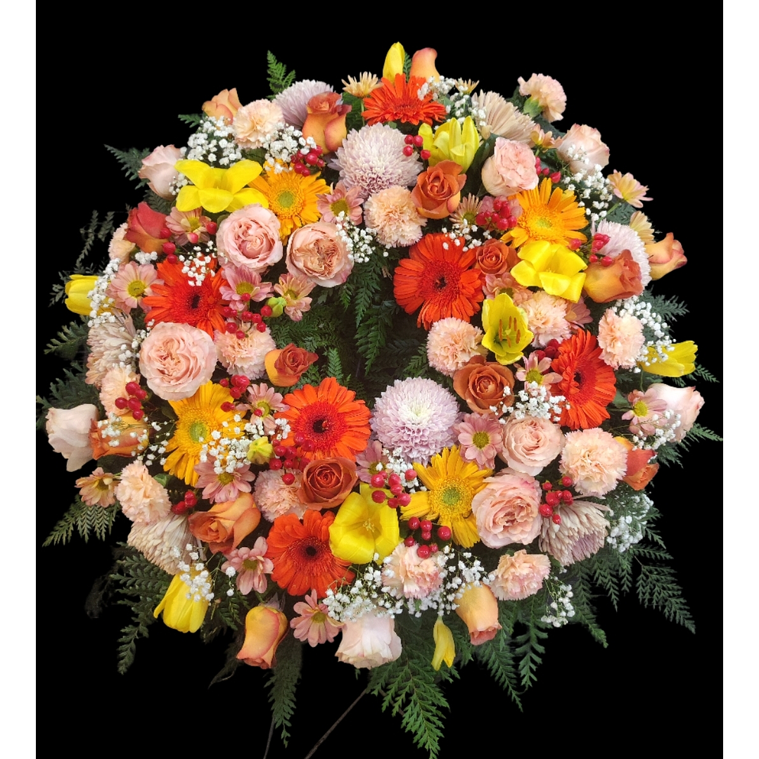 Corona mixta en tonos naranjos y pastel 1