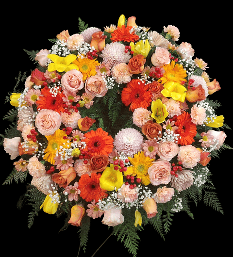 Corona mixta en tonos naranjos y pastel