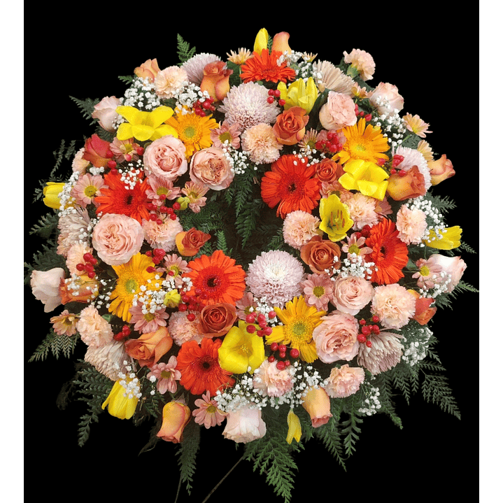 Corona mixta en tonos naranjos y pastel 1