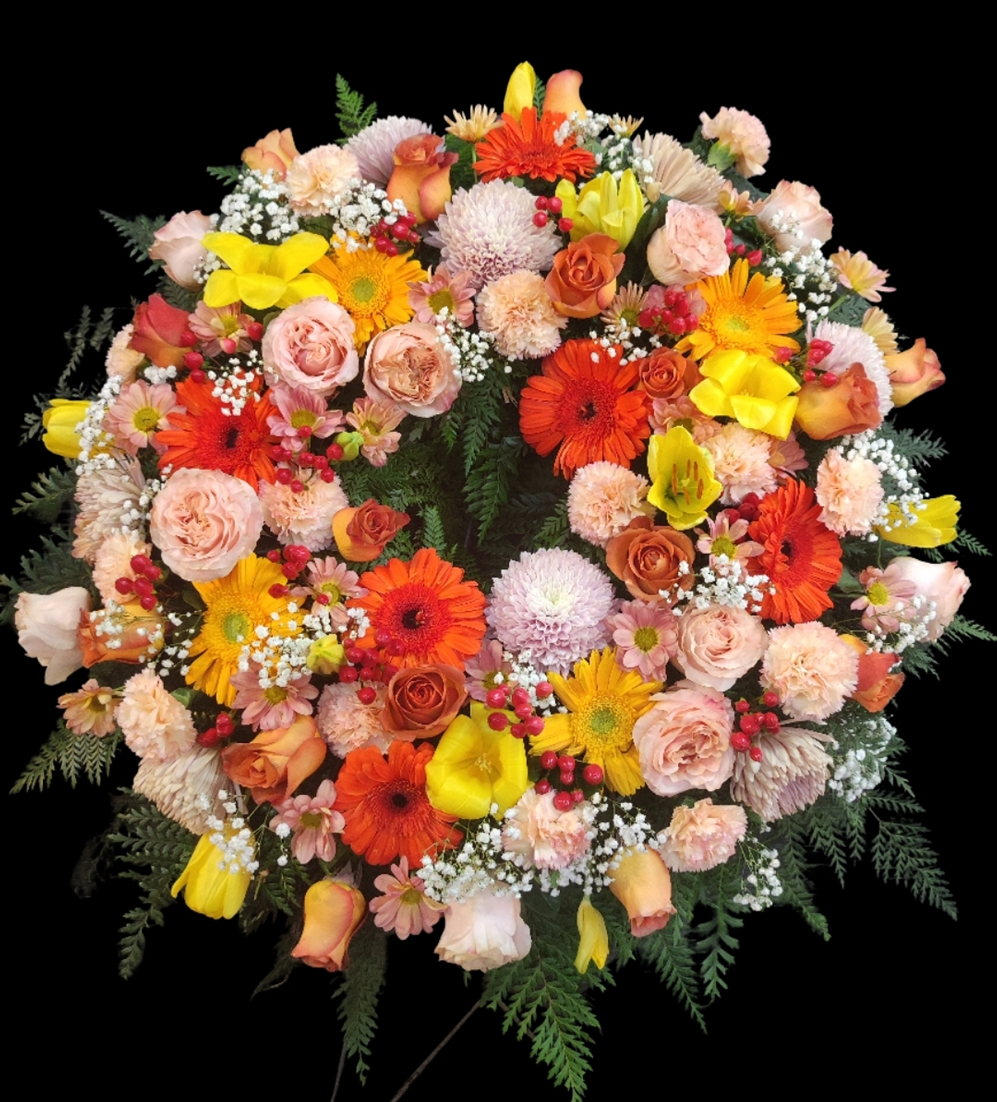 Corona mixta en tonos naranjos y pastel 1