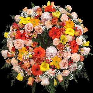 Corona mixta en tonos naranjos y pastel