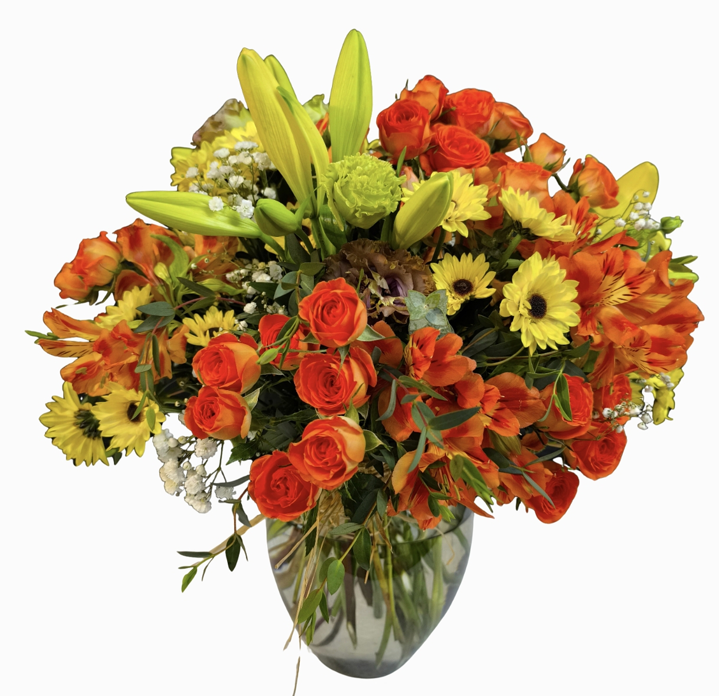 Florero mediano mini rosas anaranjado 1