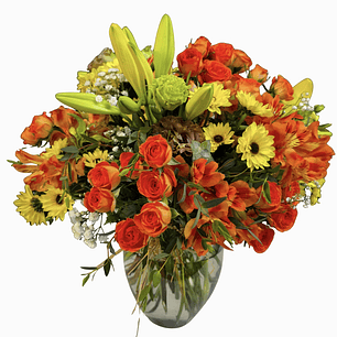 Florero mediano mini rosas anaranjado