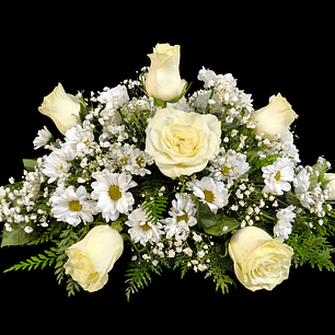 Mini cojín de rosas blancas 