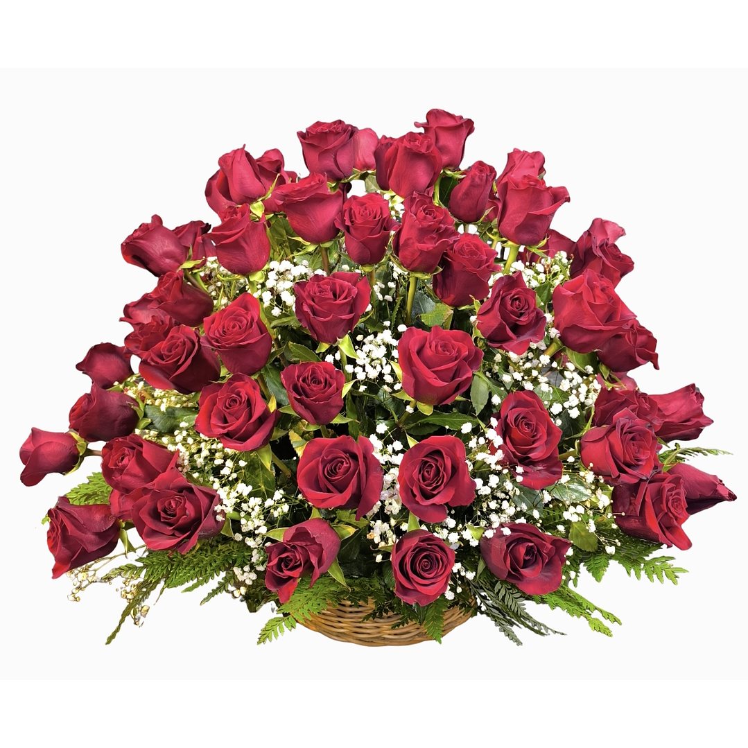Gran cesta de 100 rosas rojas  1