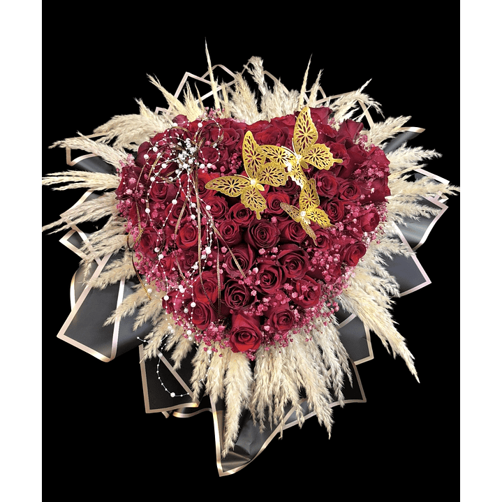 Corazón de rosas en forma de ramo  1