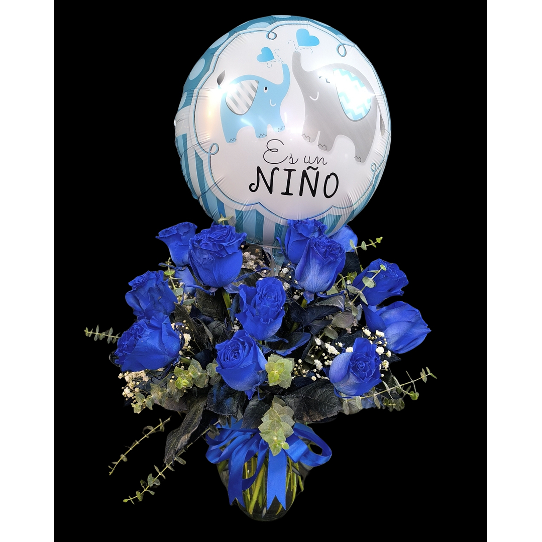 Florero de Nacimiento rosas azules 1