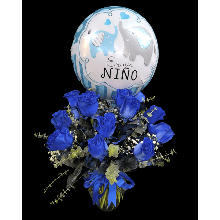 Florero de Nacimiento rosas azules 1