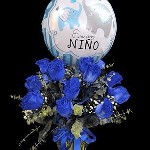 Florero de Nacimiento rosas azules