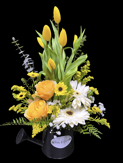 Regadera de tulipanes amarillos 