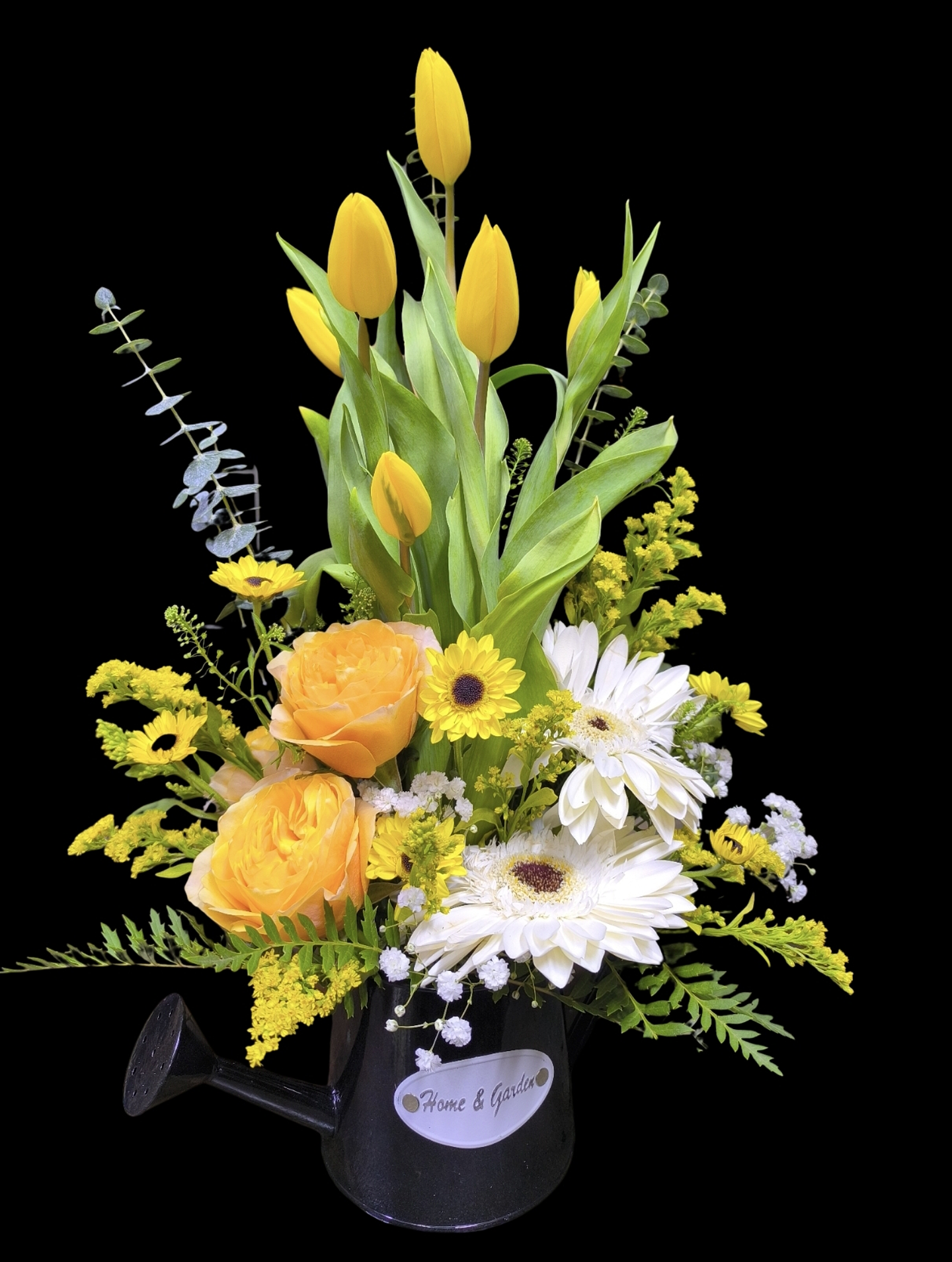 Regadera de tulipanes amarillos  1