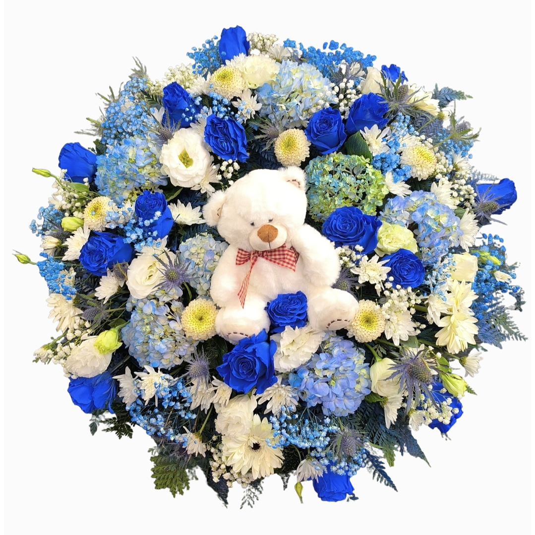 Corona de condolencias con osito de peluche  1