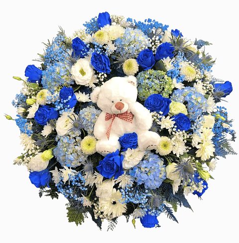 Corona de condolencias con osito de peluche 