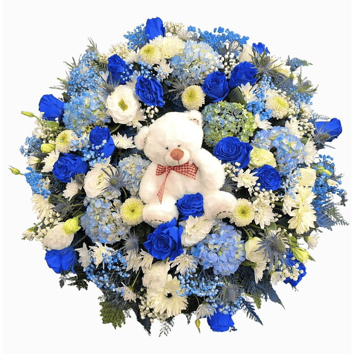 Corona de condolencias con osito de peluche  1