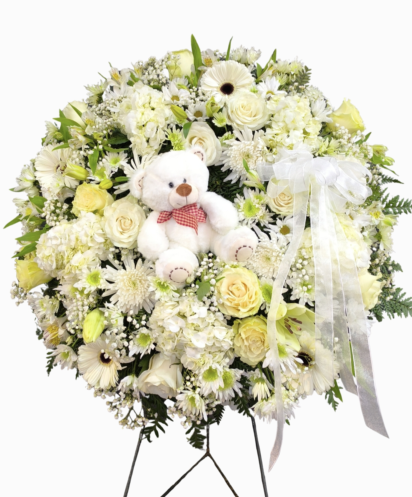 Corona blanca con osito de peluche 1