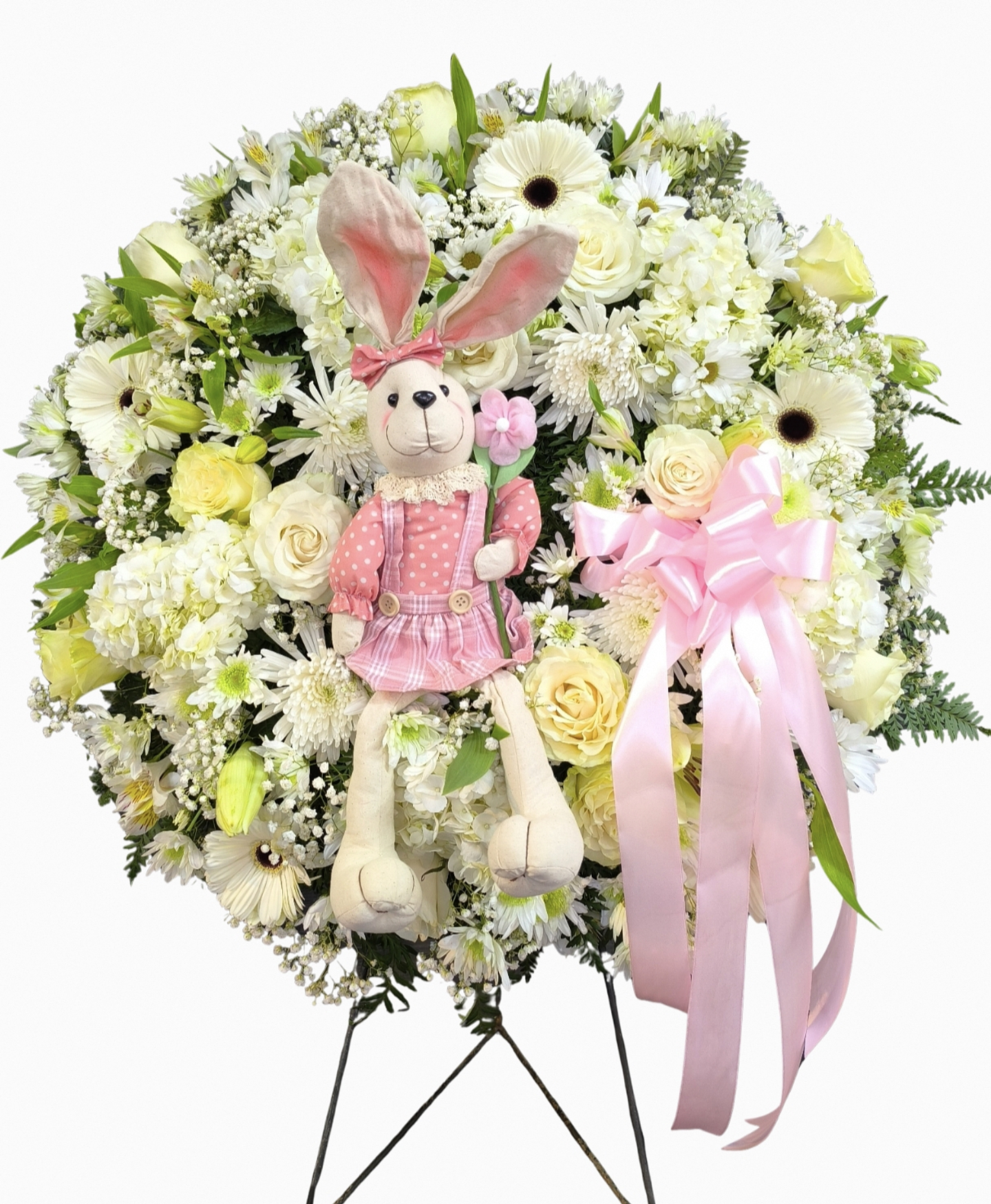 Corona de condolencias con coneja 1