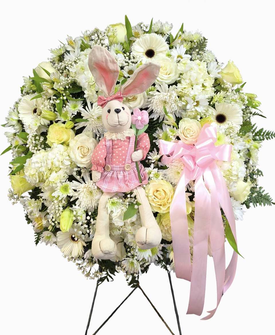 Corona de condolencias con coneja 1