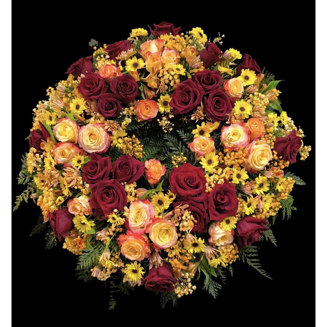 Corona rojo ocaso en atril alto  1