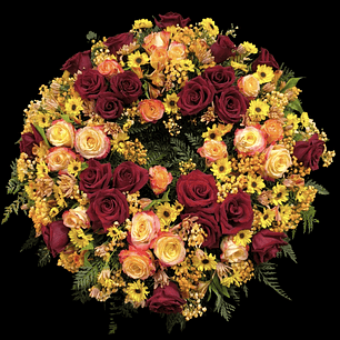 Corona rojo ocaso en atril alto 