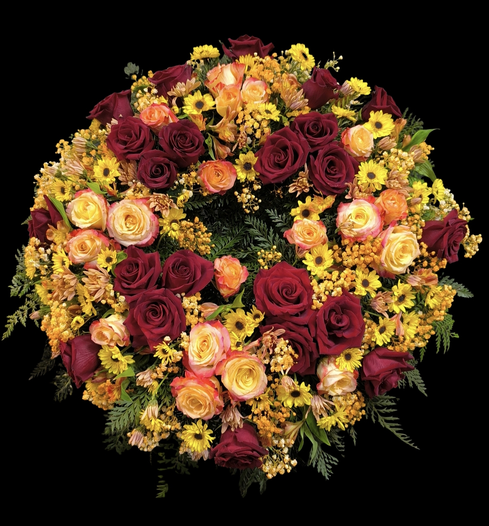 Corona rojo ocaso en atril alto  1