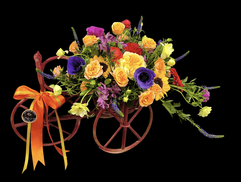 Triciclo mimbre colorido grande  