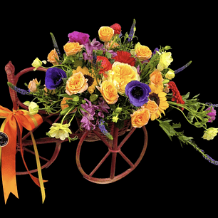 Triciclo mimbre colorido grande  