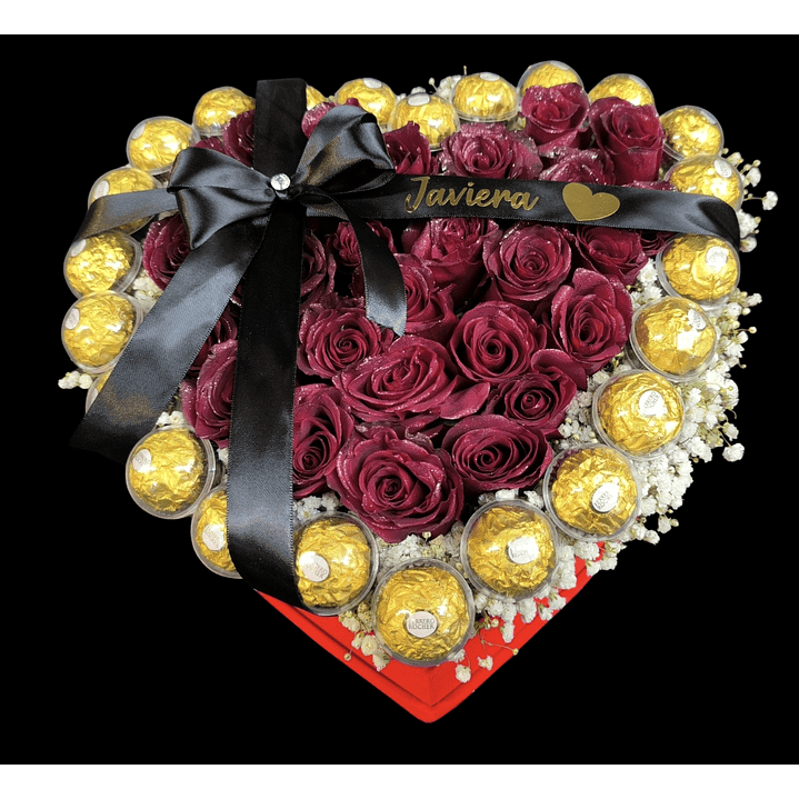 Box corazón con globo personalizado y cinta escrita  1