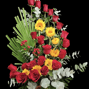 Caracol de rosas girasoles  e hipéricos