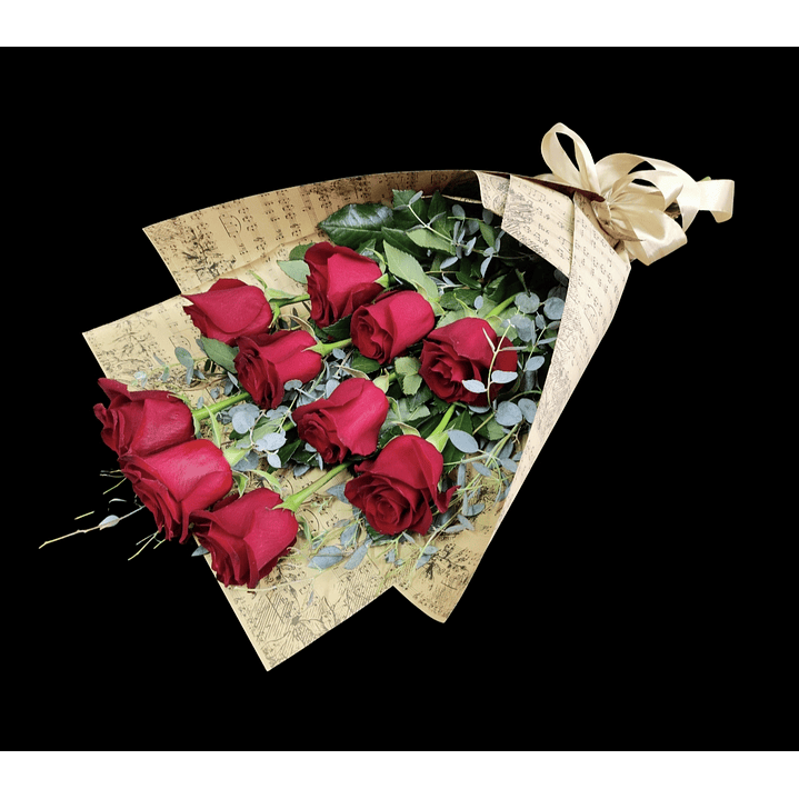 Ramo de 10 rosas en papel kraft 1
