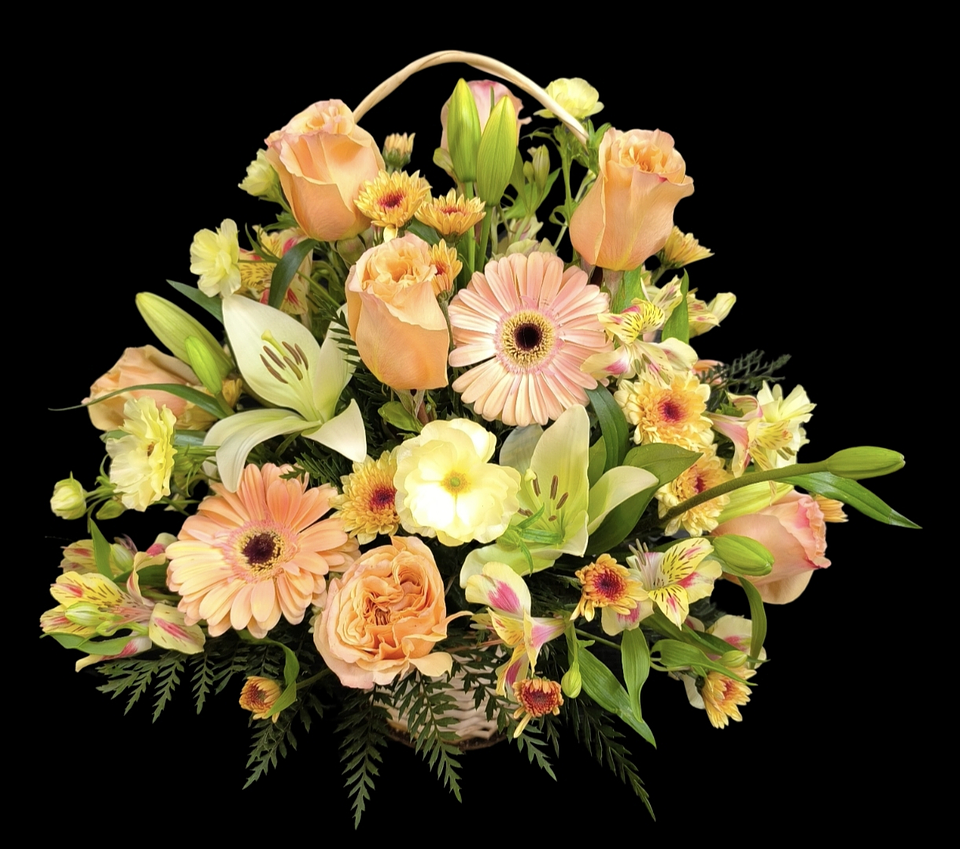 Cesta mixta en tonos Damasco 1