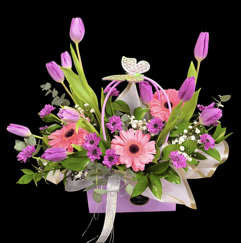 Cartera de tulipanes morados