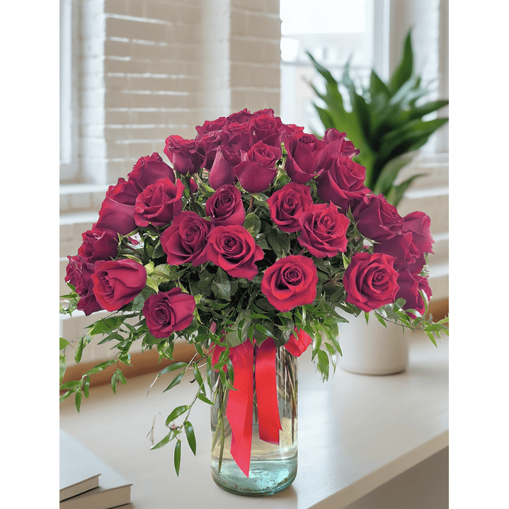 100 rosas en florero  1