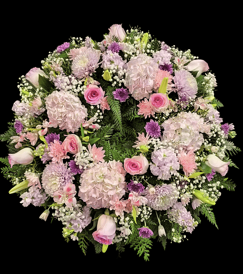 Corona de condolencia rosada