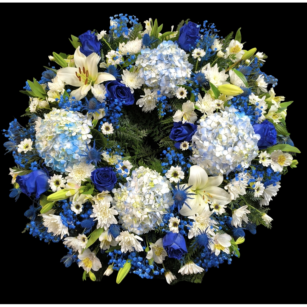 Corona de condolencias azul 1