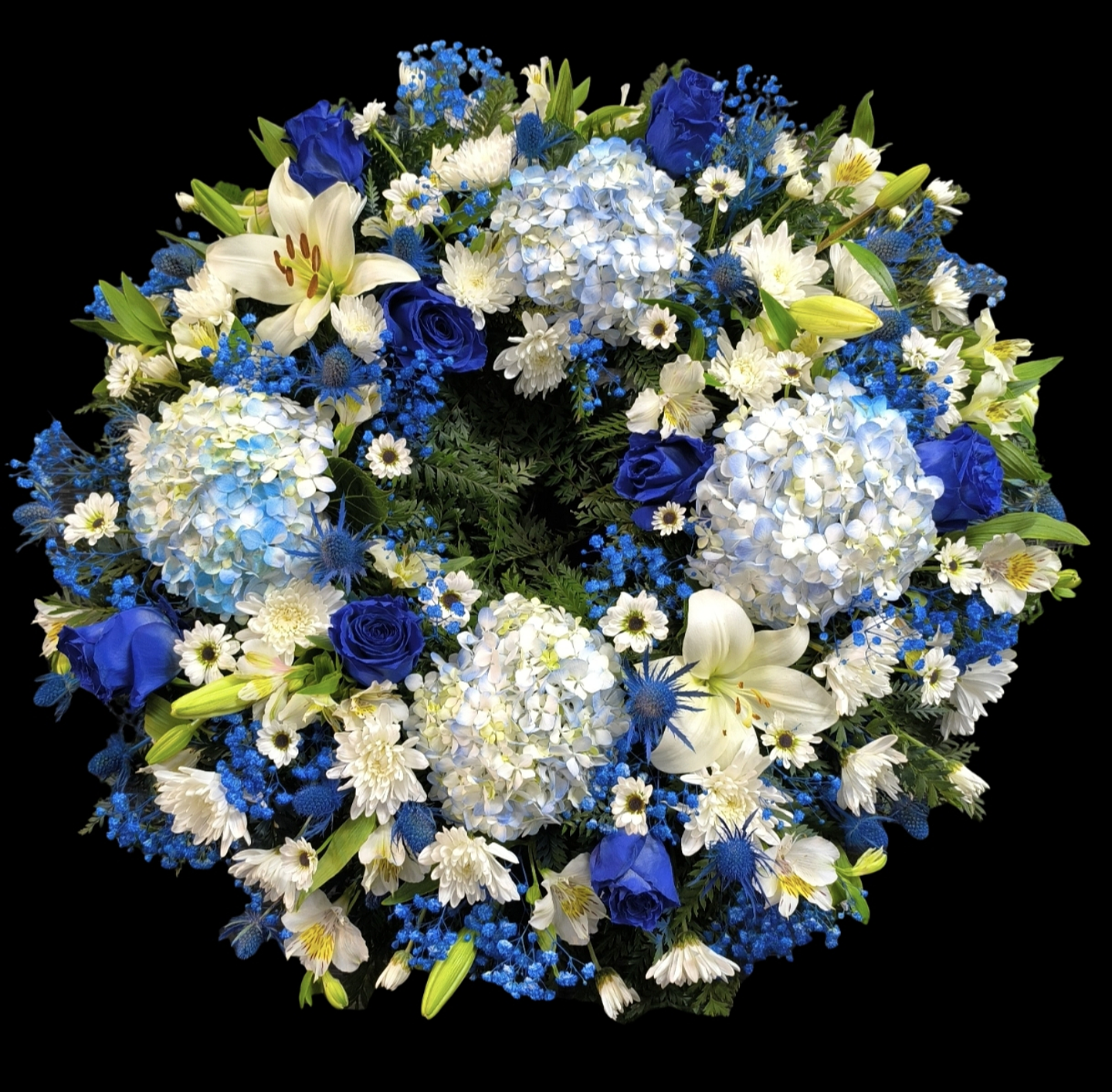 Corona de condolencias azul 1