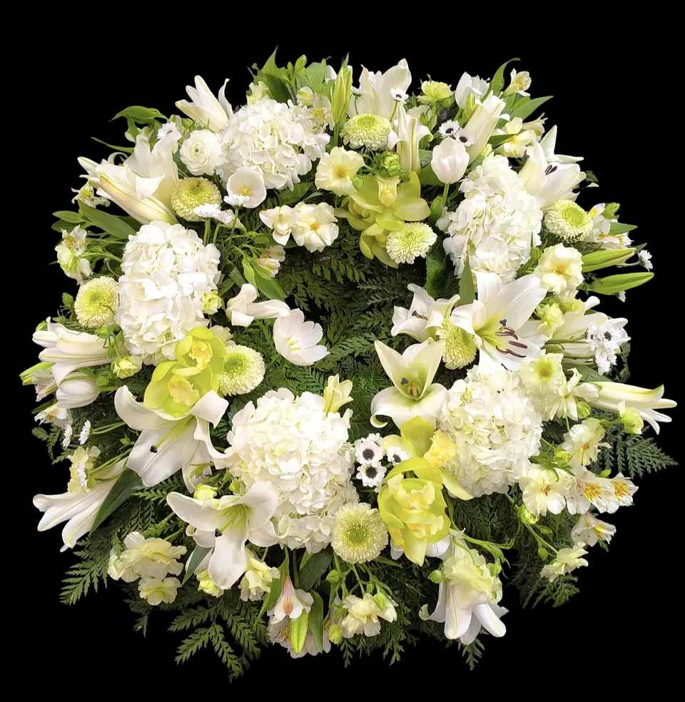 Corona blanca con orquídeas 1