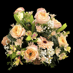Cesta mixta pastel garden roses 