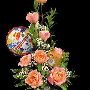 Vertical de rosas cumpleaños feliz