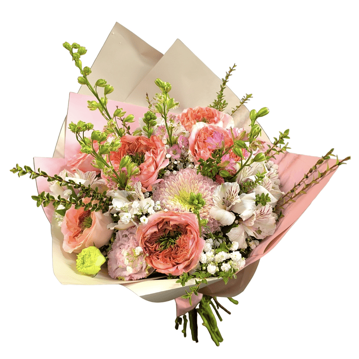 Ramo de rosas garden y delfinium  1