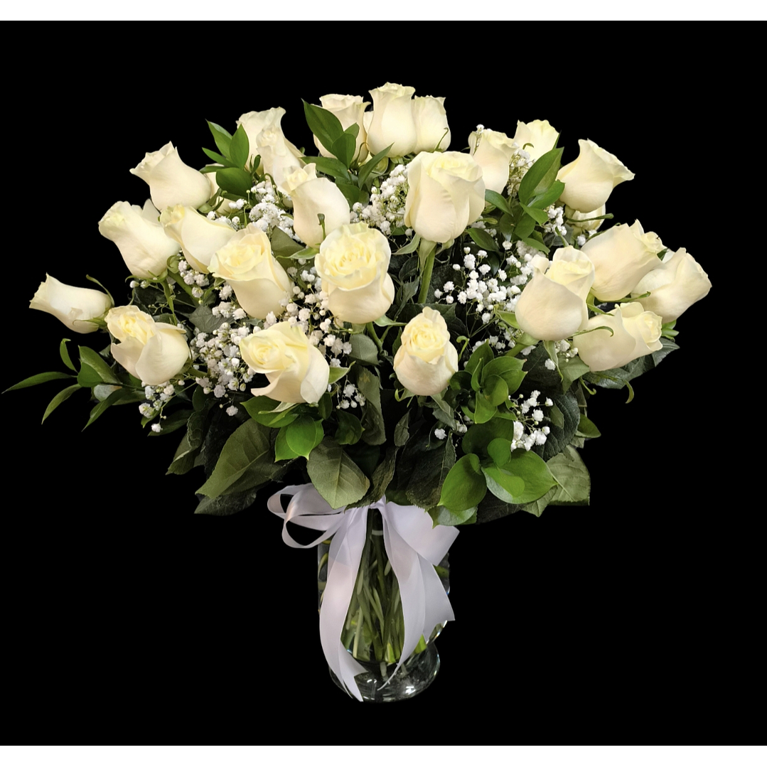 Florero de 30 rosas blancas 1