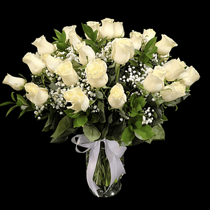 Florero de 30 rosas blancas